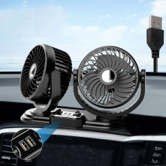 F621U Tourne-disque rotatif pour voiture Ventilateur à double tête silencieux pour voiture, modèle : USB à allocation élevée